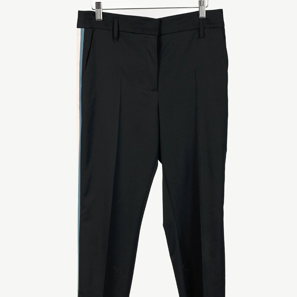 Dorothee Schumacher Black Wool Cropped Tuxedo-Stripe Trousers